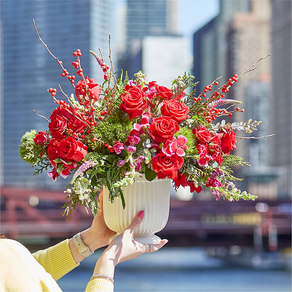 Big Red Bow Bouquet – Just Bloom, Elk Grove CA