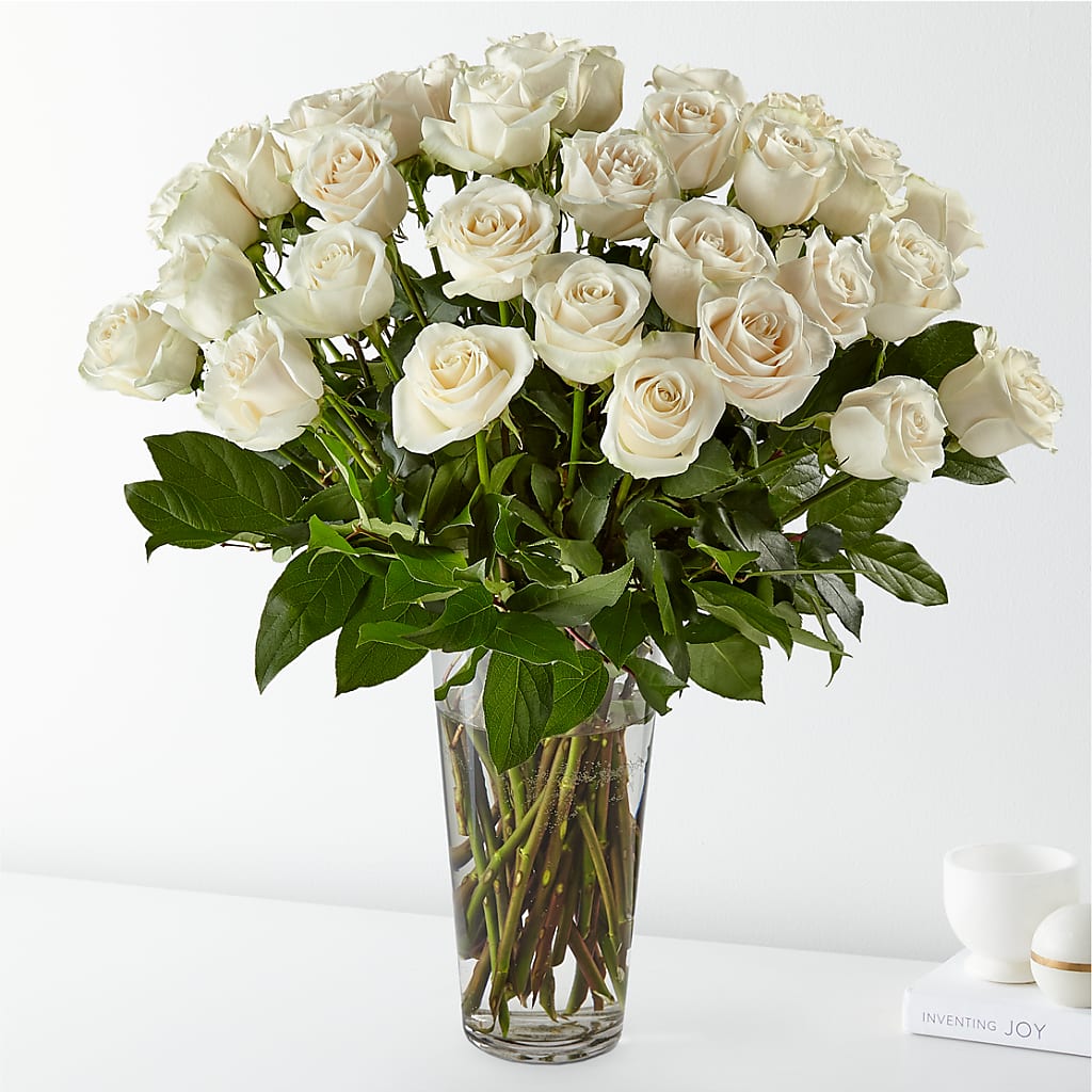 Long Stem White Rose Bouquet – Just Bloom, Elk Grove CA