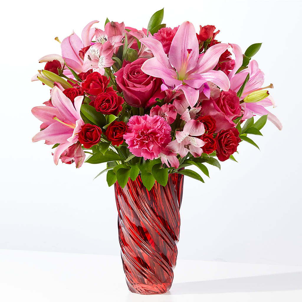 In Love Bouquet with Luxe Swirl Vase – Just Bloom, Elk Grove CA