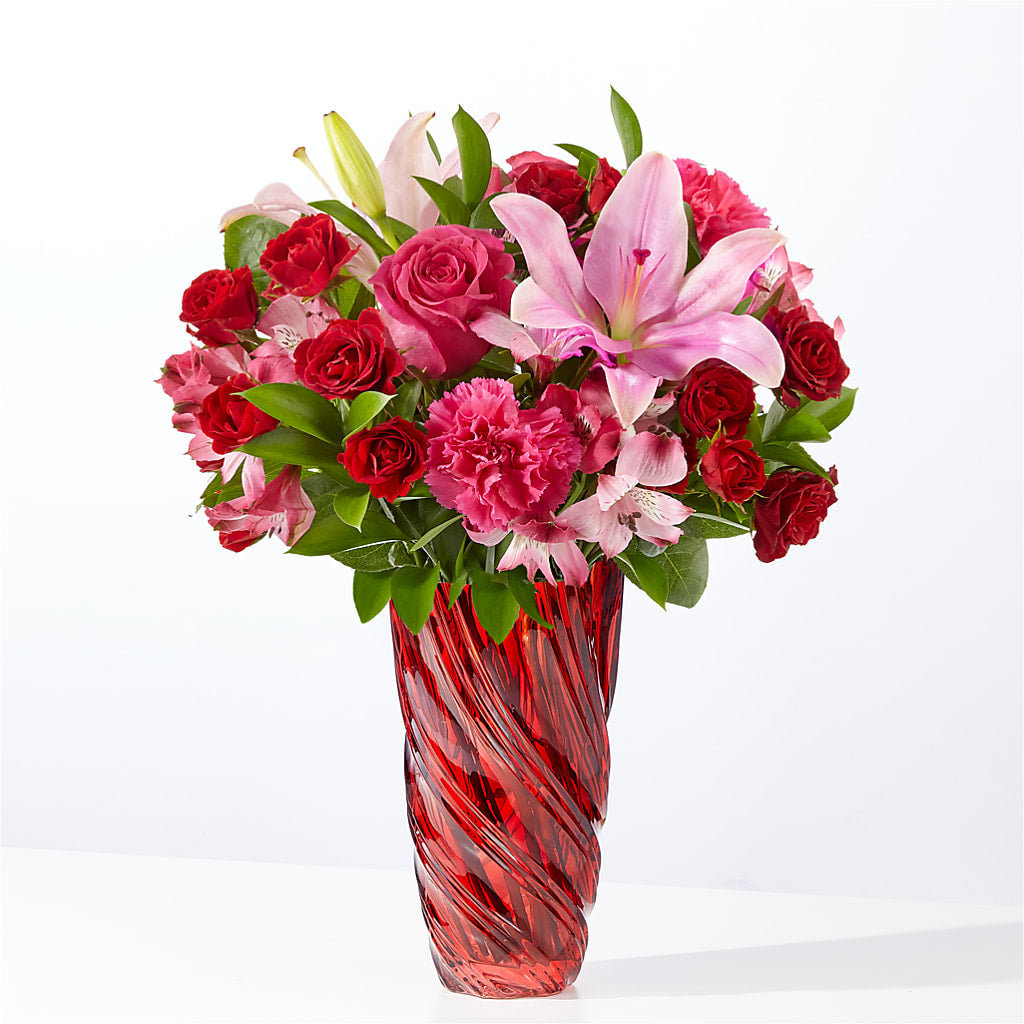 In Love Bouquet with Luxe Swirl Vase – Just Bloom, Elk Grove CA