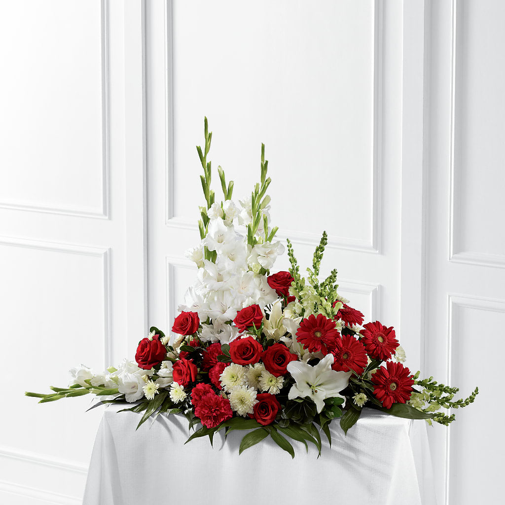Crimson & White Arrangement – Just Bloom, Elk Grove CA