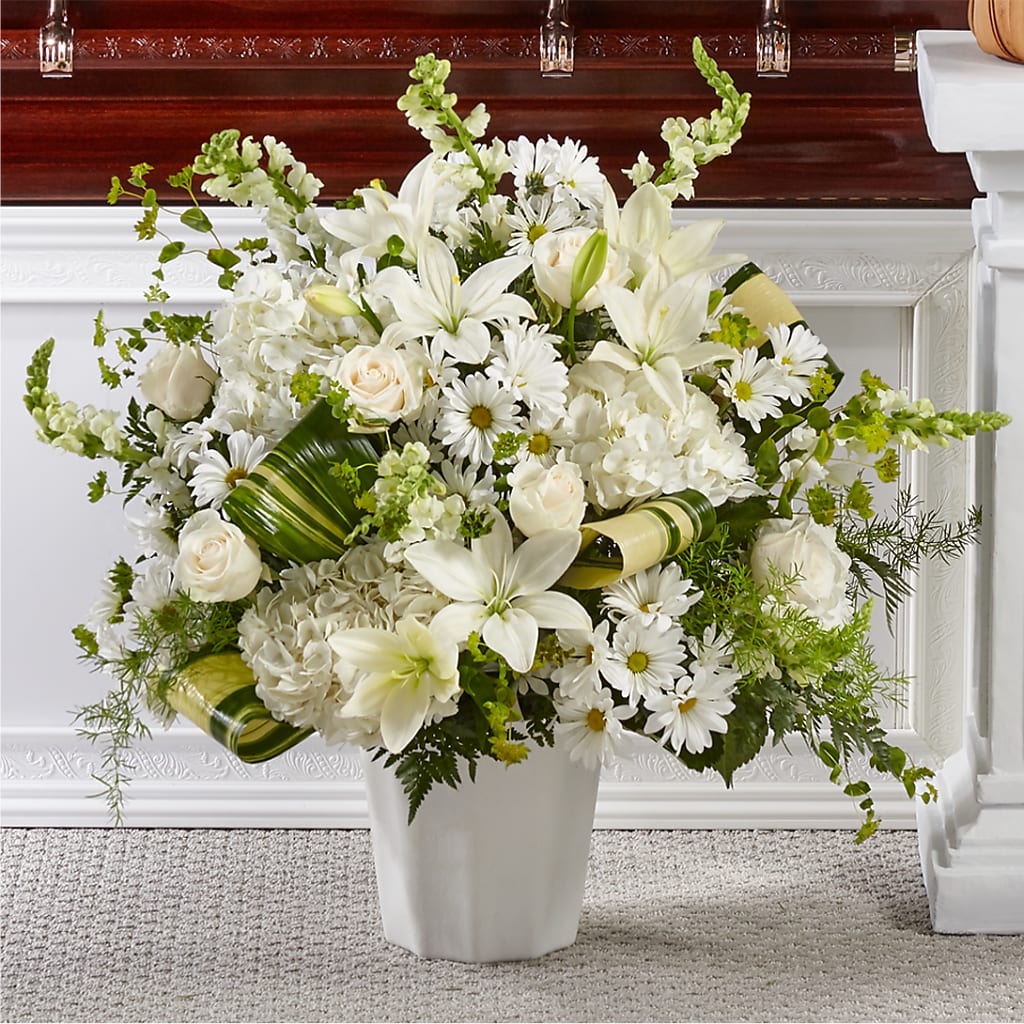 Thoughts of Tranquility Floor Basket – Just Bloom, Elk Grove CA