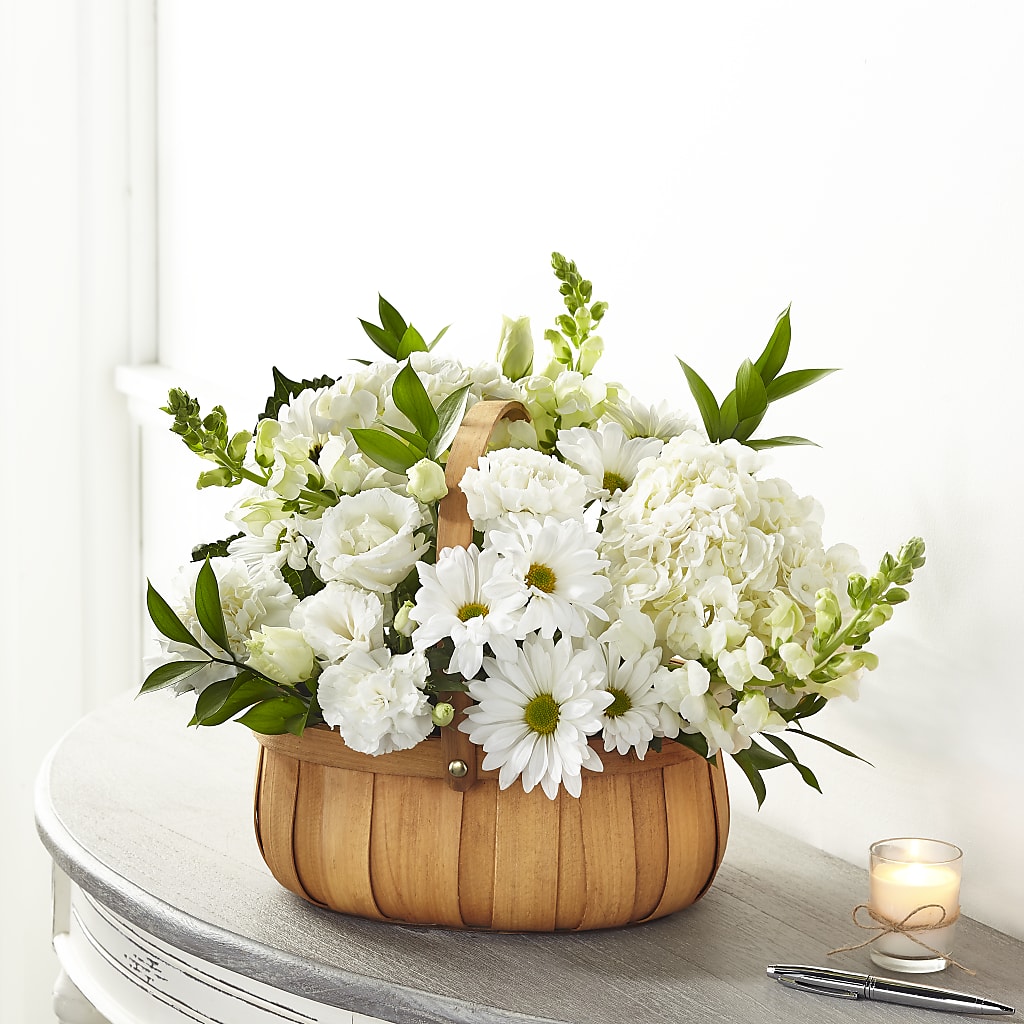 Pure Ivory Basket – Just Bloom, Elk Grove CA