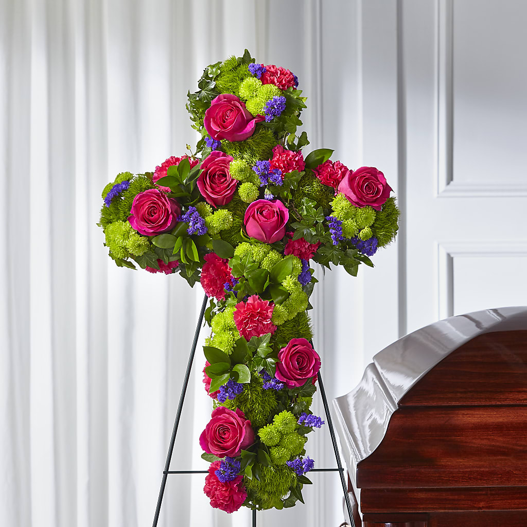 Tribute Rose Floral Cross – Just Bloom, Elk Grove CA
