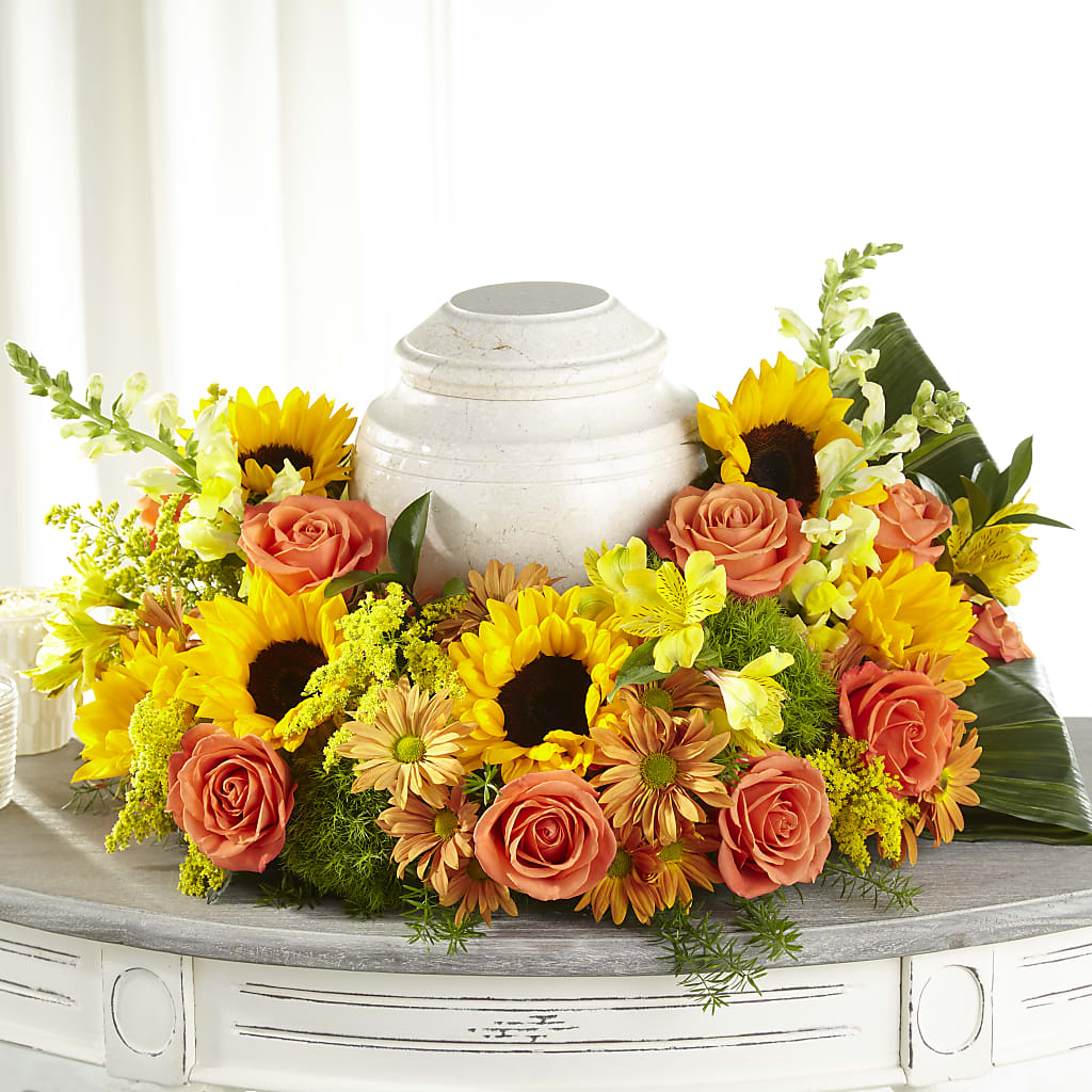 Faithful Sunflower Cremation Adornment – Just Bloom, Elk Grove CA