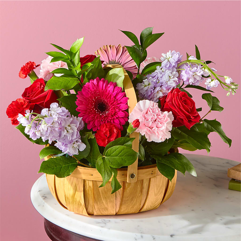 Pink Picnic Basket – Just Bloom, Elk Grove CA