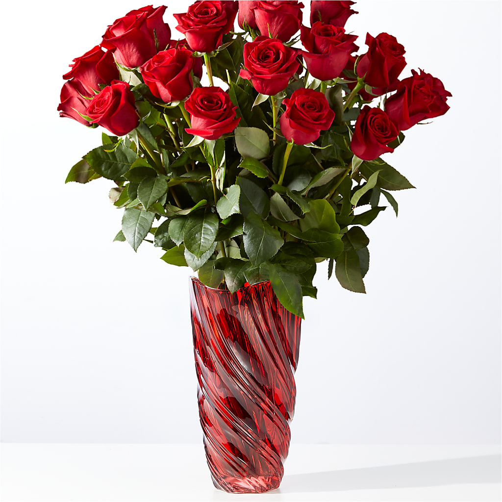 Classic Love Red Rose Bouquet with Luxe Swirl Vase – Just Bloom, Elk Grove CA