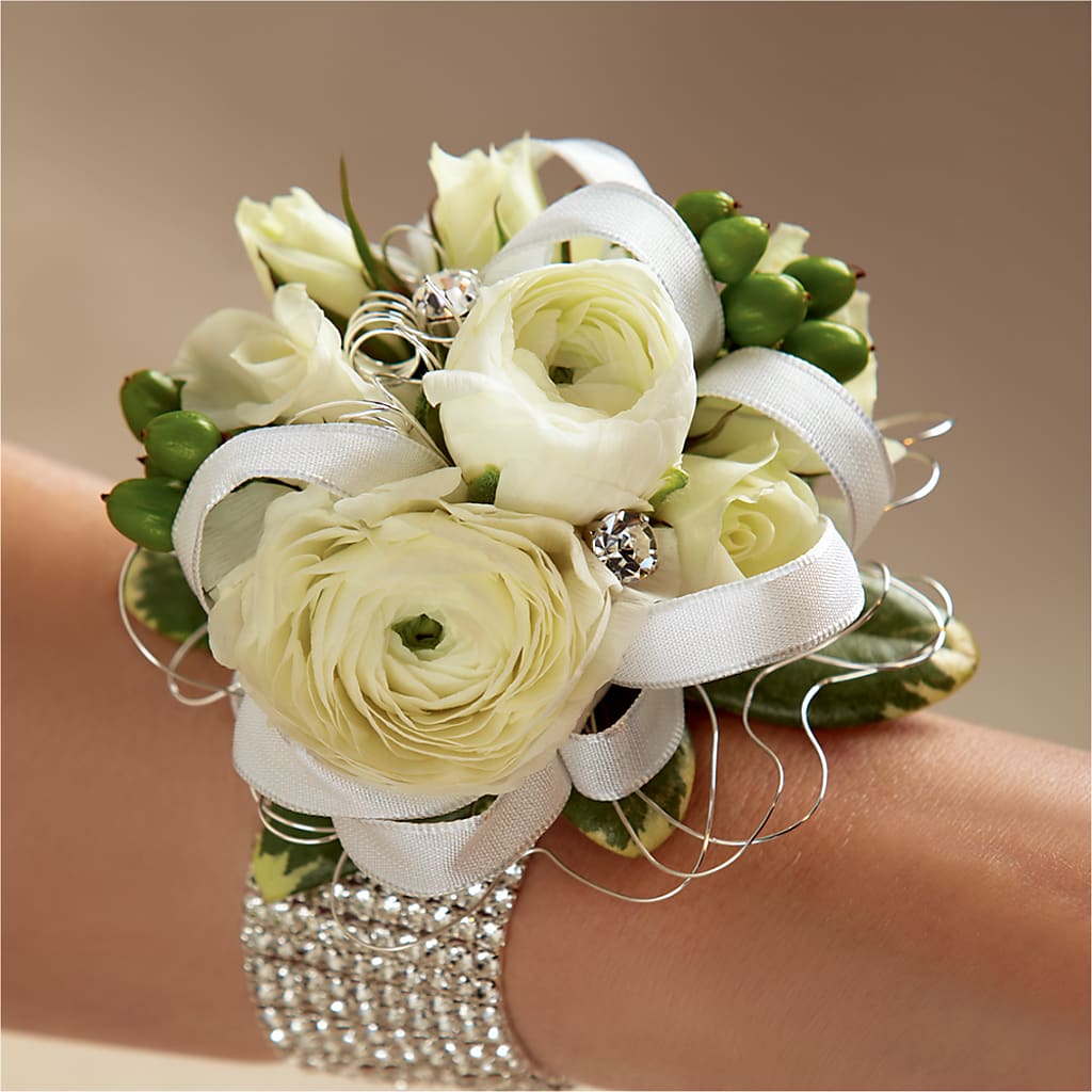 White Wedding Corsage – Just Bloom, Elk Grove CA