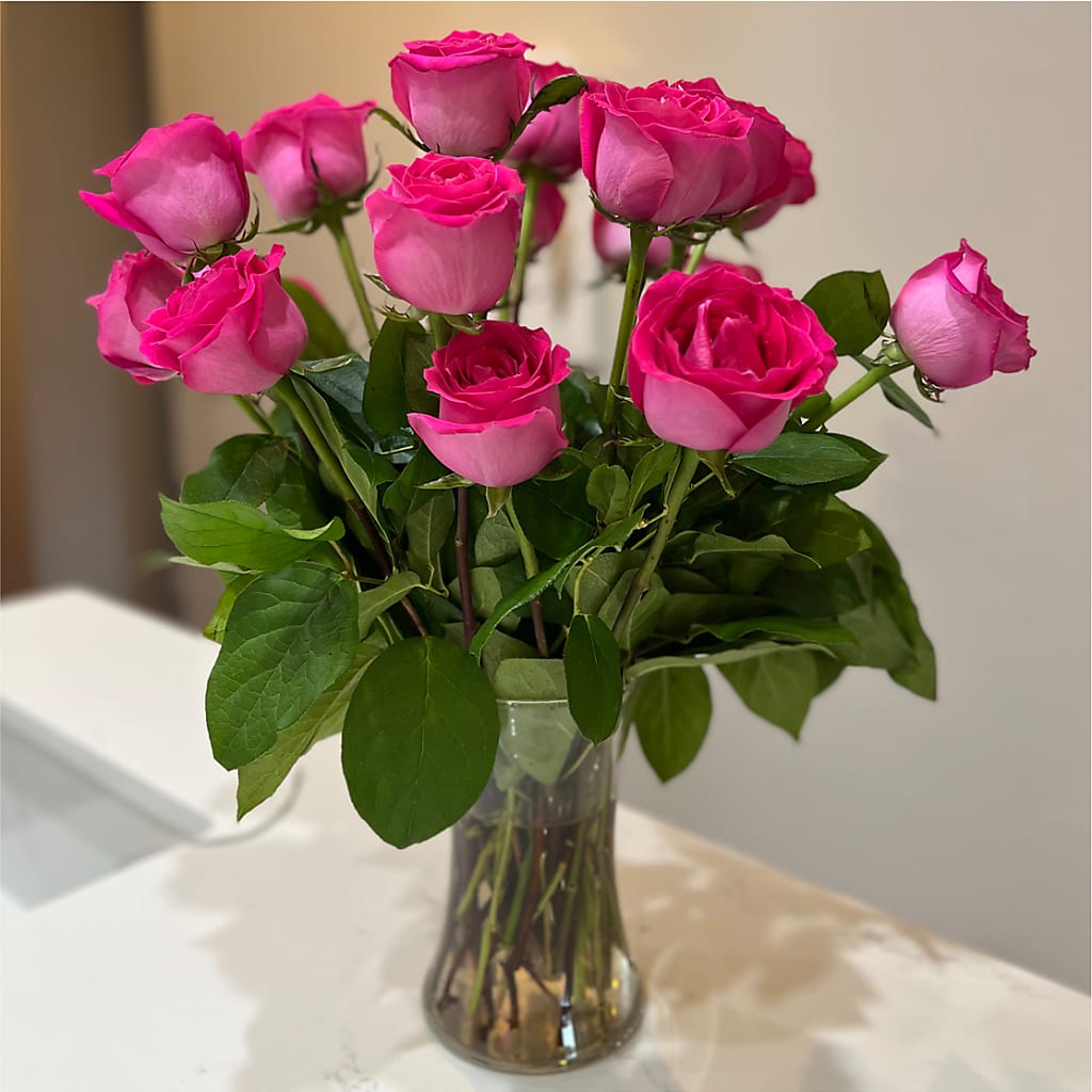 Long Stem Pink Rose Bouquet –  Just Bloom, Elk Grove CA