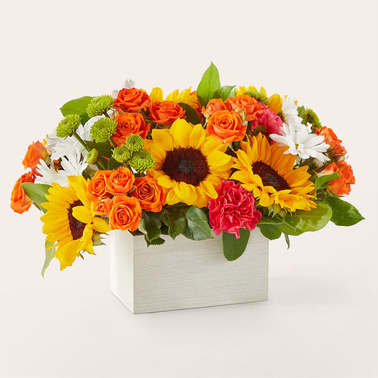 Sun-drenched Blooms Box Bouquet –  Just Bloom, Elk Grove CA