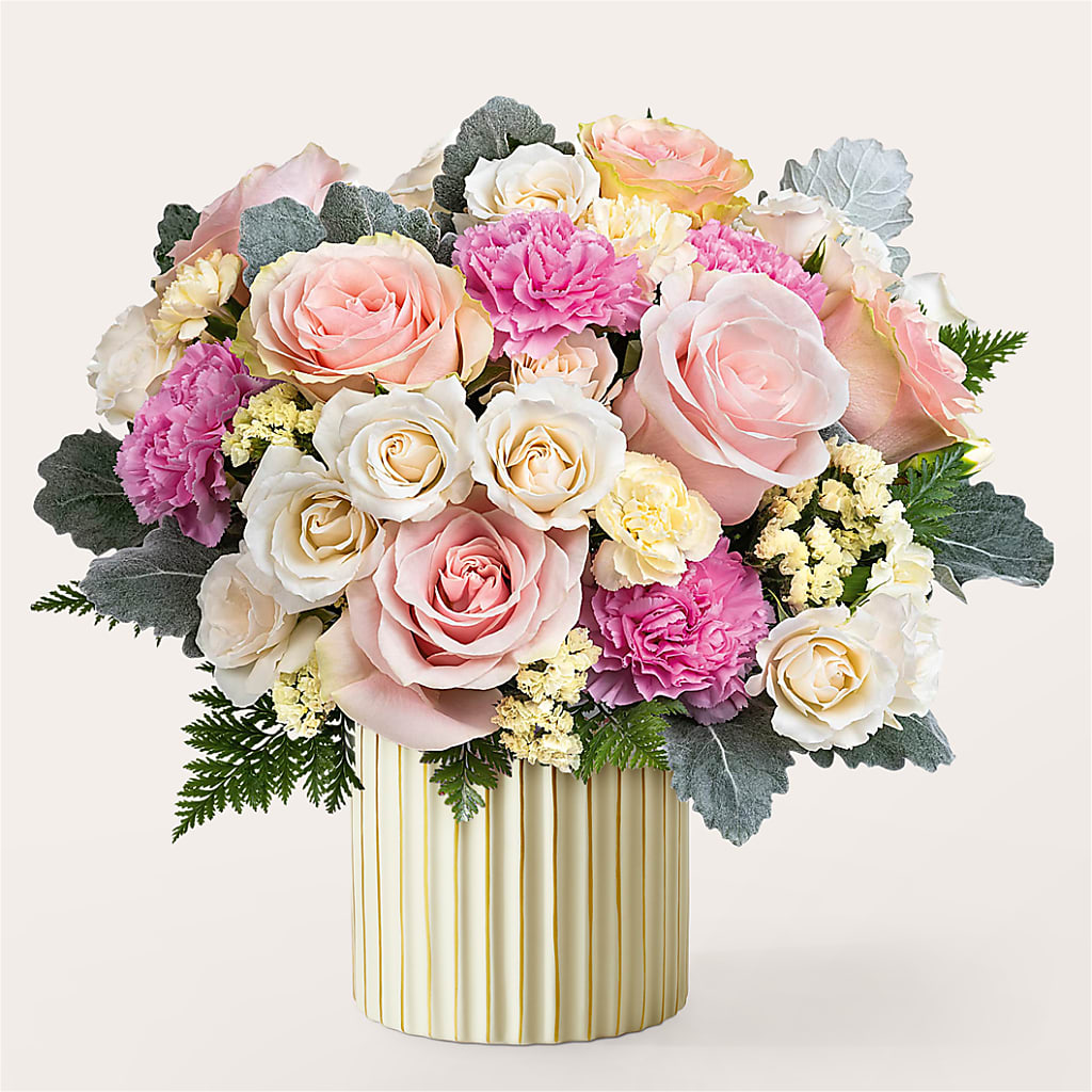 Blissful Moments Bouquet with Ivory Vase –  Just Bloom, Elk Grove CA