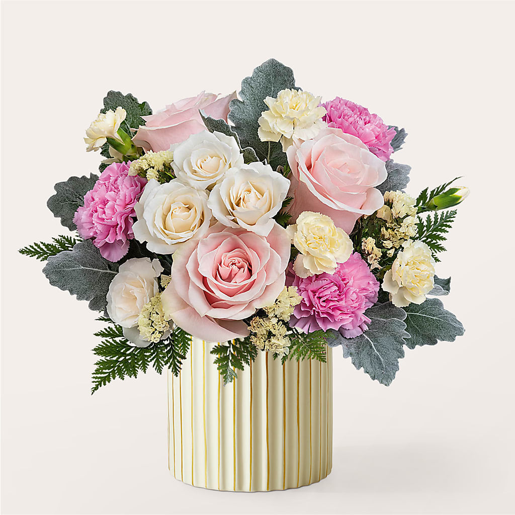 Blissful Moments Bouquet with Ivory Vase –  Just Bloom, Elk Grove CA