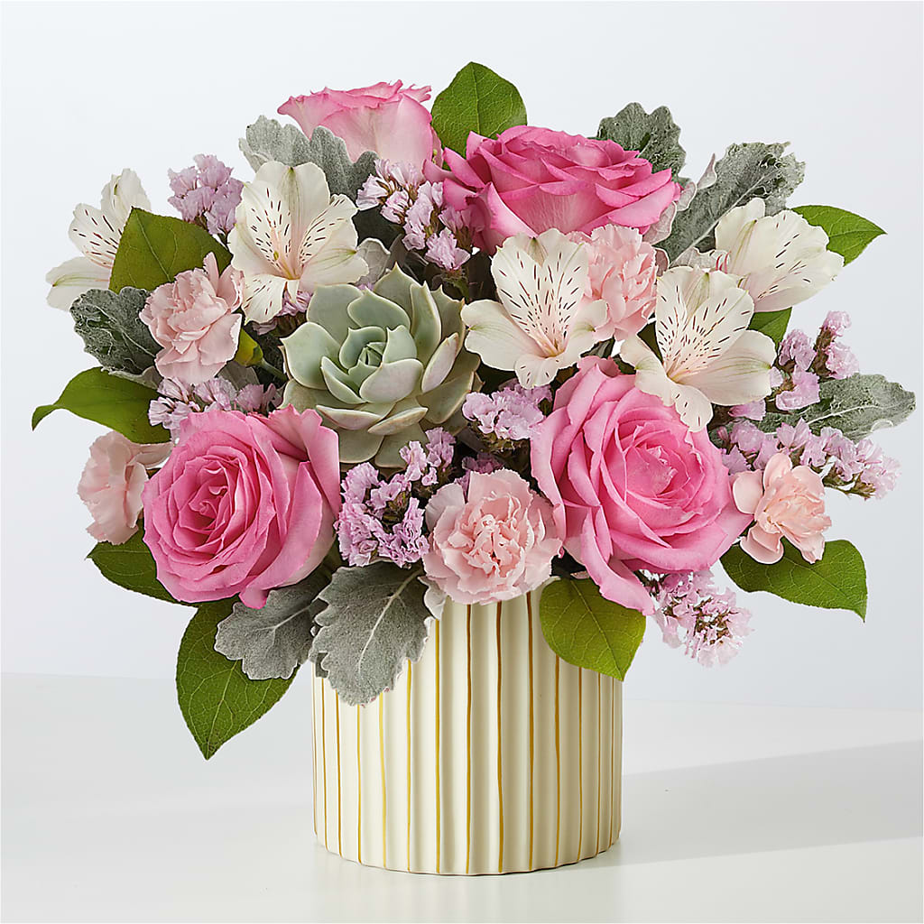 Dusty Rose Bouquet with Ivory Vase –  Just Bloom, Elk Grove CA