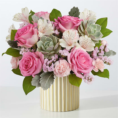 Dusty Rose Bouquet with Ivory Vase –  Just Bloom, Elk Grove CA