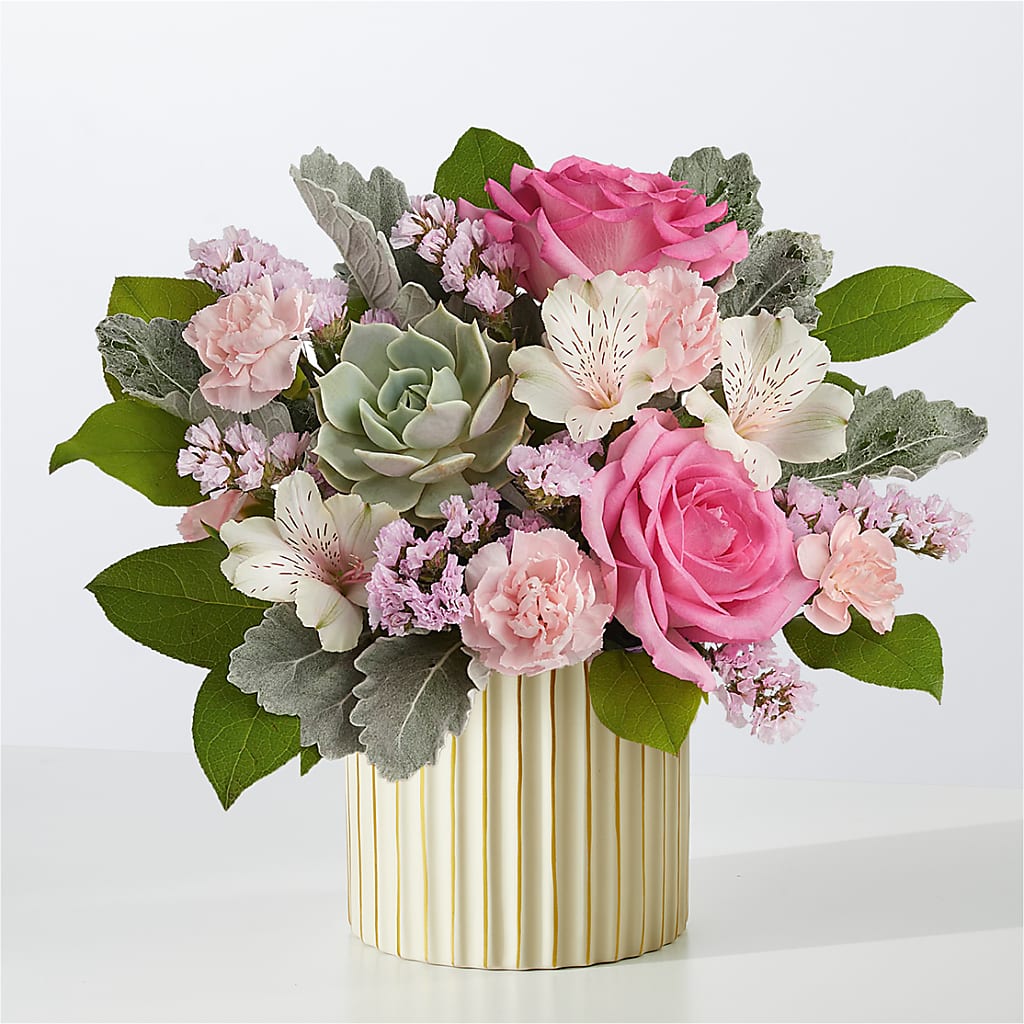 Dusty Rose Bouquet with Ivory Vase –  Just Bloom, Elk Grove CA