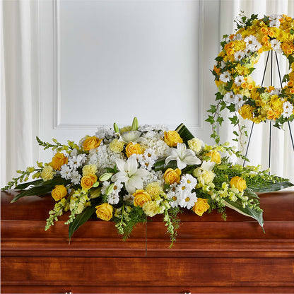 Golden Harmony Casket Spray –  Just Bloom, Elk Grove CA