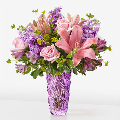 Precious Petals Bouquet with Luxe Swirl Vase –  Just Bloom, Elk Grove CA