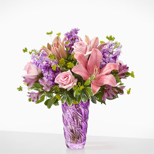 Precious Petals Bouquet with Luxe Swirl Vase –  Just Bloom, Elk Grove CA