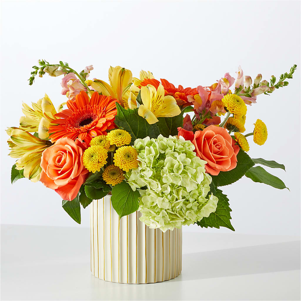 Autumn Sunshine Bouquet with Ivory Vase –  Just Bloom, Elk Grove CA
