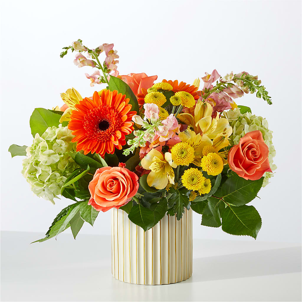 Autumn Sunshine Bouquet with Ivory Vase –  Just Bloom, Elk Grove CA