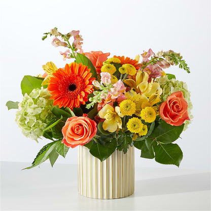 Autumn Sunshine Bouquet with Ivory Vase –  Just Bloom, Elk Grove CA