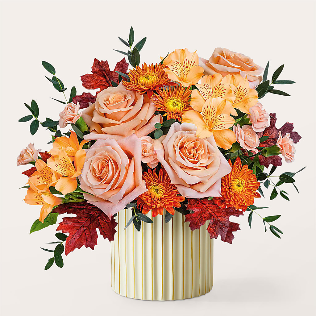 Spiced Latte Bouquet with Ivory Vase –  Just Bloom, Elk Grove CA