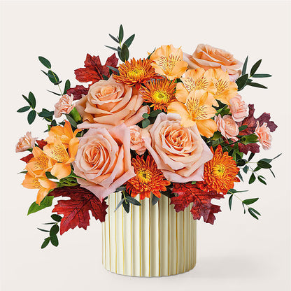 Spiced Latte Bouquet with Ivory Vase –  Just Bloom, Elk Grove CA