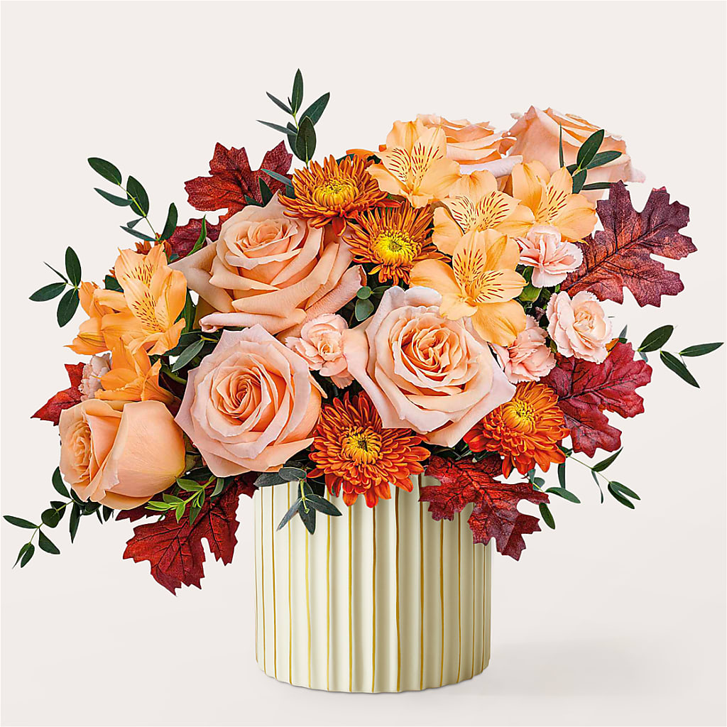Spiced Latte Bouquet with Ivory Vase –  Just Bloom, Elk Grove CA