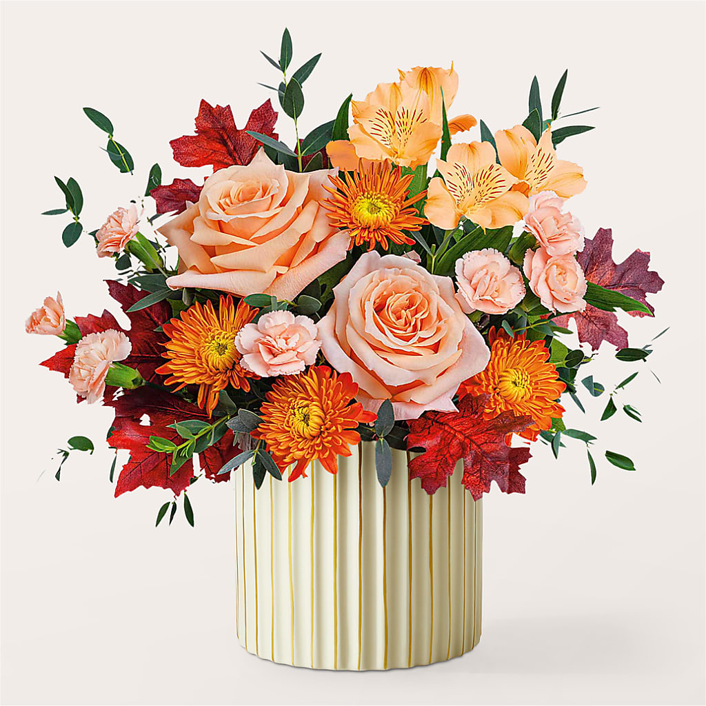 Spiced Latte Bouquet with Ivory Vase –  Just Bloom, Elk Grove CA
